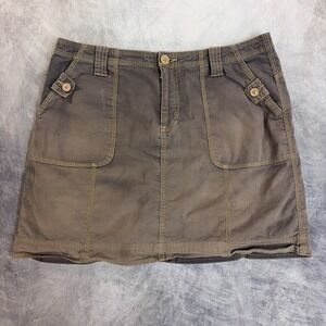 Y2K Vintage Unionbay Cargo Skirt Women 10 Brown Utility Contrast Stitch Mini